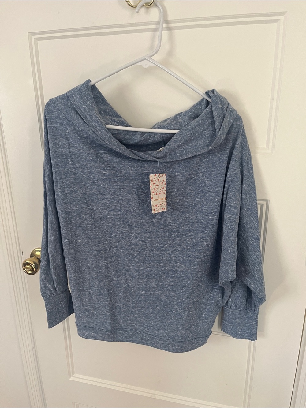 Free People Blue Women's Lightweight Cowl Neck Sweater